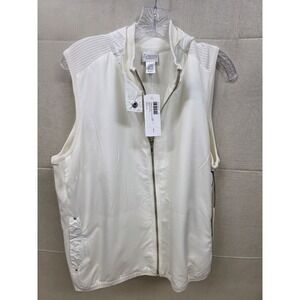 Chicos Zenergy Emerson Knit Vest Snow Cap White Full Zip Sleeveless Size 3 NEW